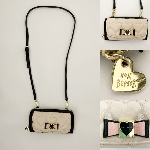 Betsey Johnson Blk/Pnk Crossbody Wallet/Purse - OS